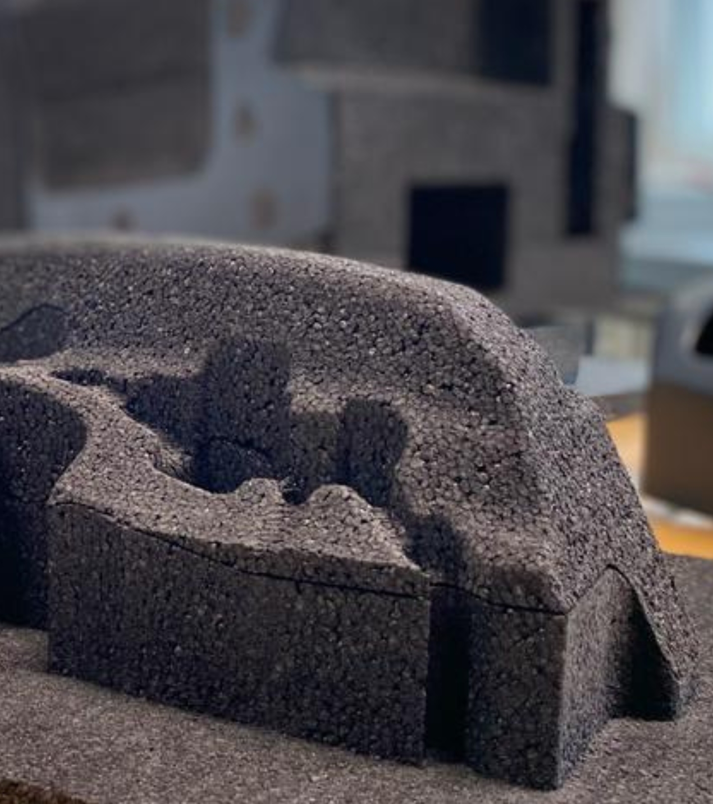 Close-up of prototype made from expanded polypropylene.