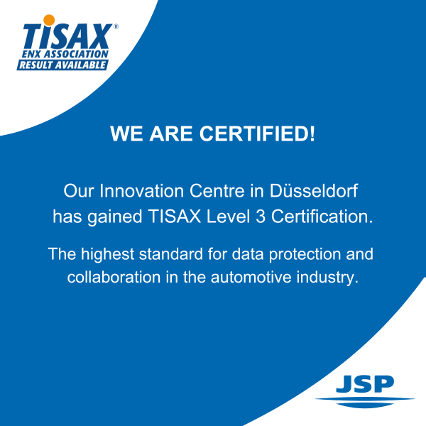 Our Innovation Centre in Düsseldorf  has gained TISAX Level 3 Certification.  The highest standard for data protection and  collaboration in the automotive industry. We are certified!